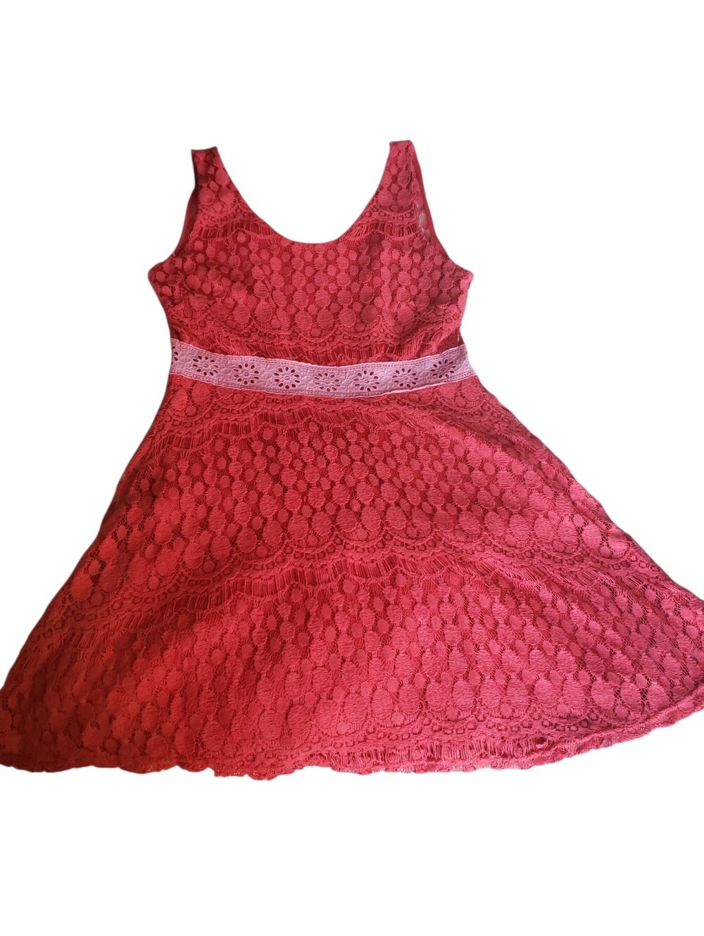 Crochet Style Coral Spring Dress 🥰